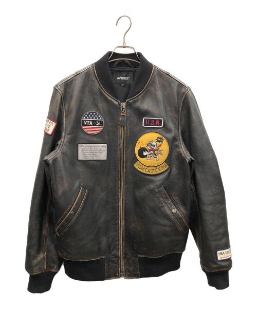AVIREX（アヴィレックス）AVIREX (アヴィレックス) レザーブルゾン ブラック サイズ:Lの古着・服飾アイテム