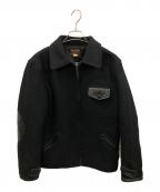 STYLE EYESスタイルアイズ）の古着「ウールジャケット LEATHER COMBINATION SPORTS JACKET（レザー コンビネーション スポーツ ジャケット）」｜ブラック