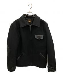 STYLE EYES（スタイルアイズ）の古着「ウールジャケット LEATHER COMBINATION SPORTS JACKET（レザー コンビネーション スポーツ ジャケット）」｜ブラック