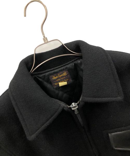 STYLE EYES（スタイルアイズ）STYLE EYES (スタイルアイズ) ウールジャケット LEATHER COMBINATION SPORTS JACKET（レザー コンビネーション スポーツ ジャケット） ブラック サイズ:40の古着・服飾アイテム
