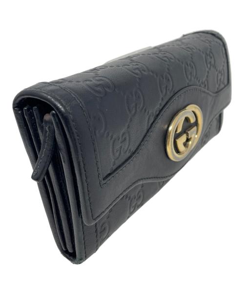 GUCCI（グッチ）GUCCI (グッチ) 長財布 インターロッキング ブラック サイズ:実寸サイズにてご確認ください。の古着・服飾アイテム