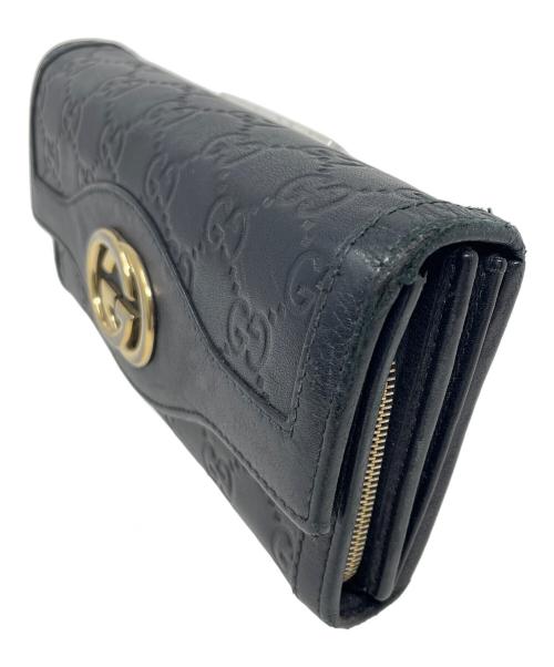 GUCCI（グッチ）GUCCI (グッチ) 長財布 インターロッキング ブラック サイズ:実寸サイズにてご確認ください。の古着・服飾アイテム