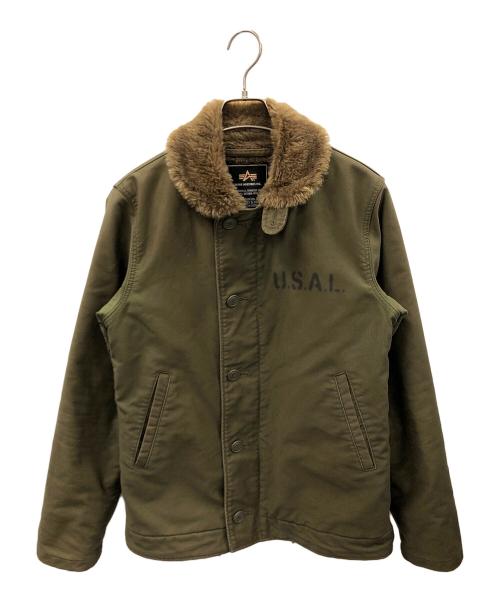 ALPHA INDUSTRIES（アルファインダストリーズ）ALPHA INDUSTRIES (アルファインダストリーズ) N-1 デッキジャケット オリーブ サイズ:MEDIUMの古着・服飾アイテム