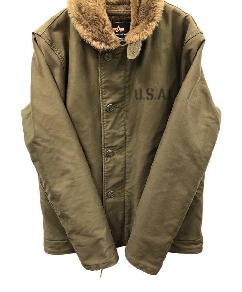 ALPHA INDUSTRIES（アルファインダストリーズ）ALPHA INDUSTRIES (アルファインダストリーズ) N-1 デッキジャケット オリーブ サイズ:MEDIUMの古着・服飾アイテム