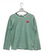 PLAY COMME des GARCONSプレイコムデギャルソン）の古着「ロングスリーブカットソー ボーダー」｜グリーン×ホワイト