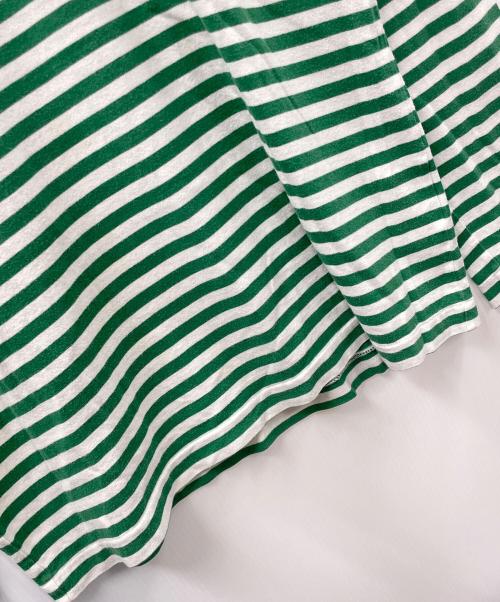 PLAY COMME des GARCONS（プレイコムデギャルソン）PLAY COMME des GARCONS (プレイコムデギャルソン) ロングスリーブカットソー ボーダー グリーン×ホワイト サイズ:Lの古着・服飾アイテム
