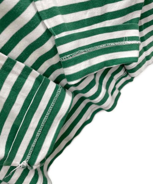 PLAY COMME des GARCONS（プレイコムデギャルソン）PLAY COMME des GARCONS (プレイコムデギャルソン) ロングスリーブカットソー ボーダー グリーン×ホワイト サイズ:Lの古着・服飾アイテム