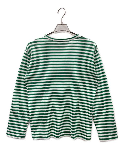 PLAY COMME des GARCONS（プレイコムデギャルソン）PLAY COMME des GARCONS (プレイコムデギャルソン) ロングスリーブカットソー ボーダー グリーン×ホワイト サイズ:Lの古着・服飾アイテム