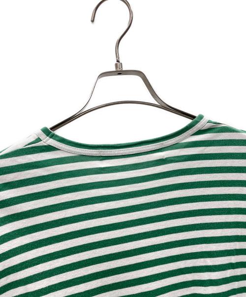 PLAY COMME des GARCONS（プレイコムデギャルソン）PLAY COMME des GARCONS (プレイコムデギャルソン) ロングスリーブカットソー ボーダー グリーン×ホワイト サイズ:Lの古着・服飾アイテム