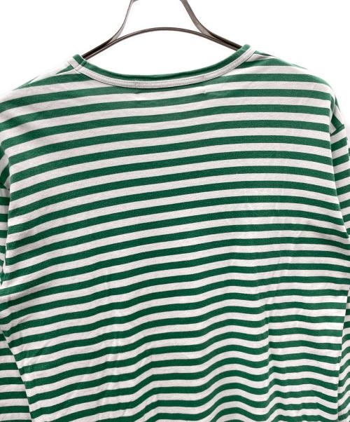 PLAY COMME des GARCONS（プレイコムデギャルソン）PLAY COMME des GARCONS (プレイコムデギャルソン) ロングスリーブカットソー ボーダー グリーン×ホワイト サイズ:Lの古着・服飾アイテム