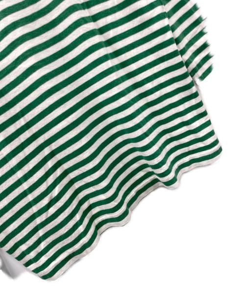 PLAY COMME des GARCONS（プレイコムデギャルソン）PLAY COMME des GARCONS (プレイコムデギャルソン) ロングスリーブカットソー ボーダー グリーン×ホワイト サイズ:Lの古着・服飾アイテム