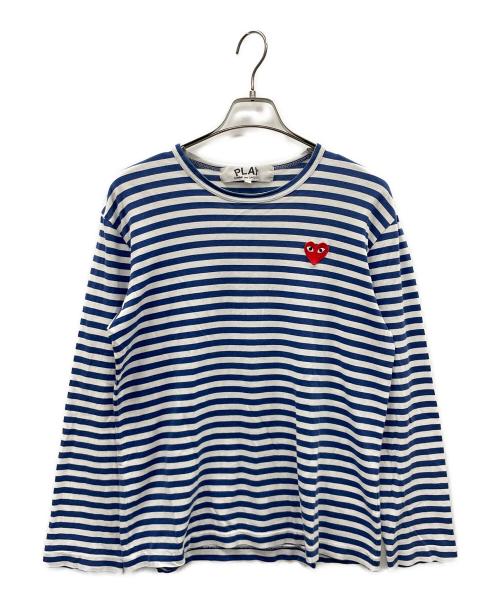 PLAY COMME des GARCONS（プレイコムデギャルソン）PLAY COMME des GARCONS (プレイコムデギャルソン) ロングスリーブカットソー ボーダー ブルー×ホワイト サイズ:Lの古着・服飾アイテム