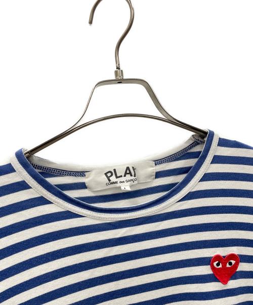 PLAY COMME des GARCONS（プレイコムデギャルソン）PLAY COMME des GARCONS (プレイコムデギャルソン) ロングスリーブカットソー ボーダー ブルー×ホワイト サイズ:Lの古着・服飾アイテム