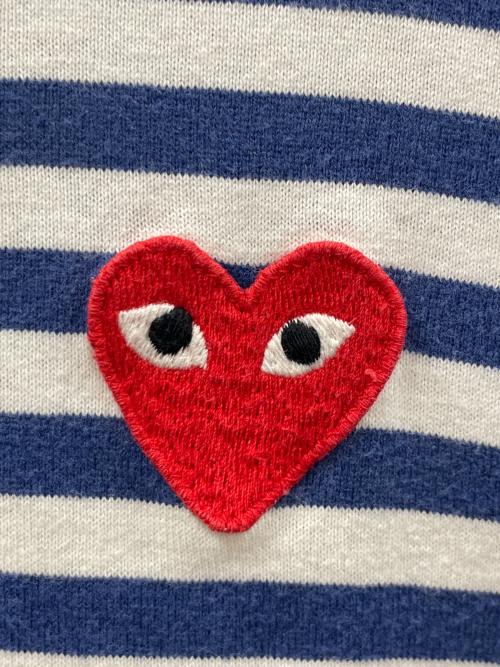 PLAY COMME des GARCONS（プレイコムデギャルソン）PLAY COMME des GARCONS (プレイコムデギャルソン) ロングスリーブカットソー ボーダー ブルー×ホワイト サイズ:Lの古着・服飾アイテム