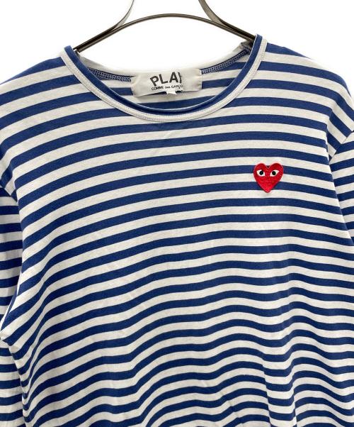 PLAY COMME des GARCONS（プレイコムデギャルソン）PLAY COMME des GARCONS (プレイコムデギャルソン) ロングスリーブカットソー ボーダー ブルー×ホワイト サイズ:Lの古着・服飾アイテム