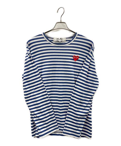 PLAY COMME des GARCONS（プレイコムデギャルソン）PLAY COMME des GARCONS (プレイコムデギャルソン) ロングスリーブカットソー ボーダー ブルー×ホワイト サイズ:Lの古着・服飾アイテム