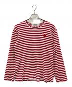 PLAY COMME des GARCONSプレイコムデギャルソン）の古着「ロングスリーブカットソー ボーダー」｜レッド×ホワイト