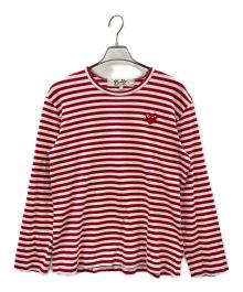 PLAY COMME des GARCONS（プレイコムデギャルソン）の古着「ロングスリーブカットソー ボーダー」｜レッド×ホワイト