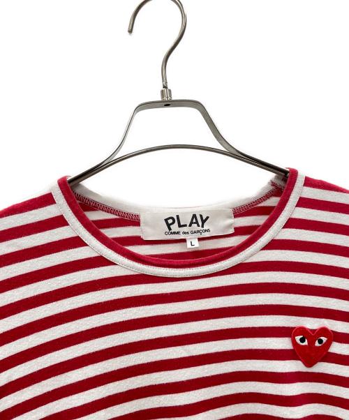 PLAY COMME des GARCONS（プレイコムデギャルソン）PLAY COMME des GARCONS (プレイコムデギャルソン) ロングスリーブカットソー ボーダー レッド×ホワイト サイズ:Lの古着・服飾アイテム
