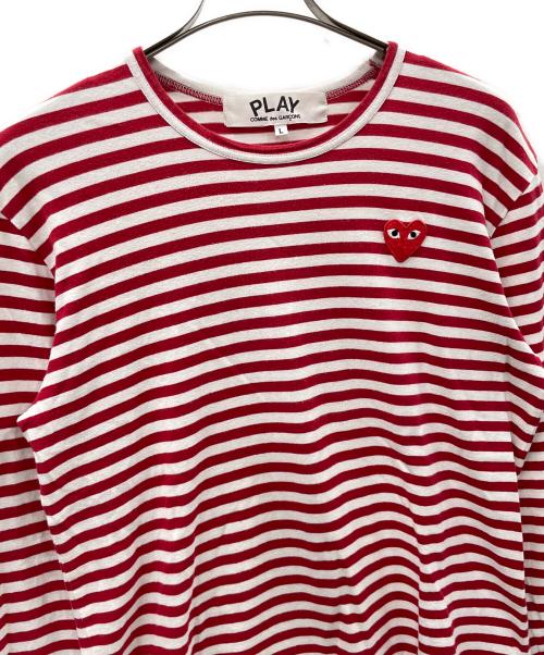 PLAY COMME des GARCONS（プレイコムデギャルソン）PLAY COMME des GARCONS (プレイコムデギャルソン) ロングスリーブカットソー ボーダー レッド×ホワイト サイズ:Lの古着・服飾アイテム