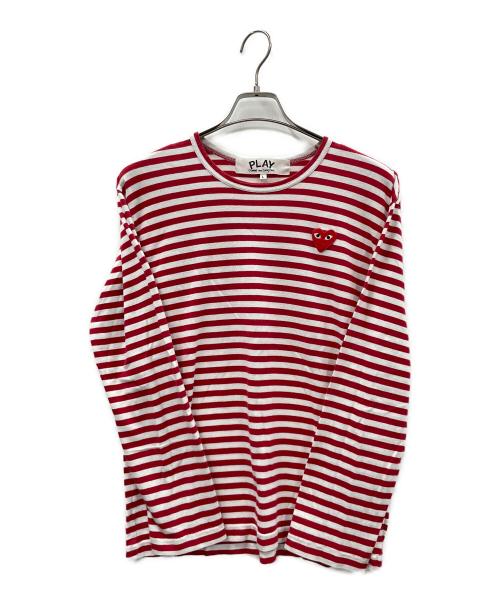 PLAY COMME des GARCONS（プレイコムデギャルソン）PLAY COMME des GARCONS (プレイコムデギャルソン) ロングスリーブカットソー ボーダー レッド×ホワイト サイズ:Lの古着・服飾アイテム