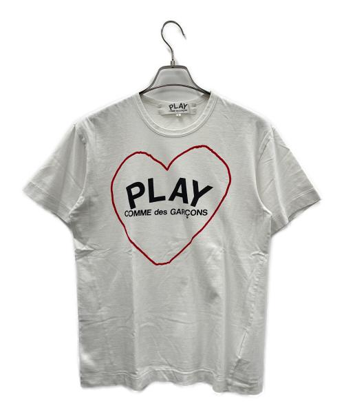 PLAY COMME des GARCONS（プレイコムデギャルソン）PLAY COMME des GARCONS (プレイコムデギャルソン) Tシャツ ホワイト×レッド サイズ:Lの古着・服飾アイテム