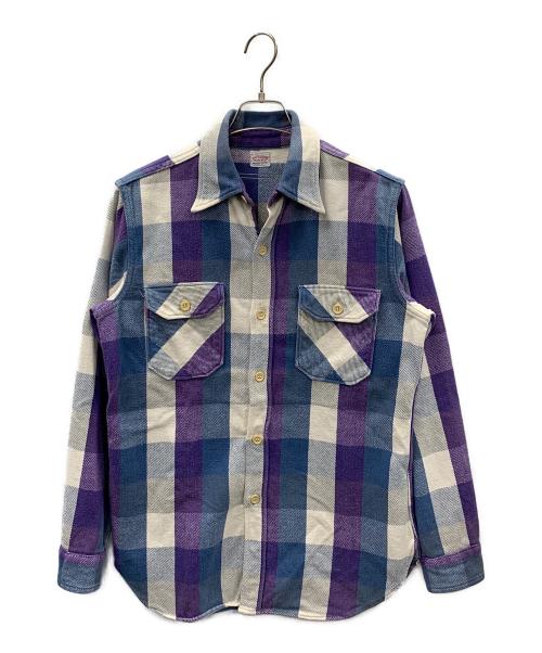 WAREHOUSE（ウエアハウス）WAREHOUSE (ウエアハウス) フランネルシャツ ブルー×ホワイト×パープル サイズ:Mの古着・服飾アイテム