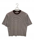 LOEFFロエフ）の古着「半袖カットソー スビンコットン ショートスリーブ Tシャツ」｜ブラウン×ホワイト