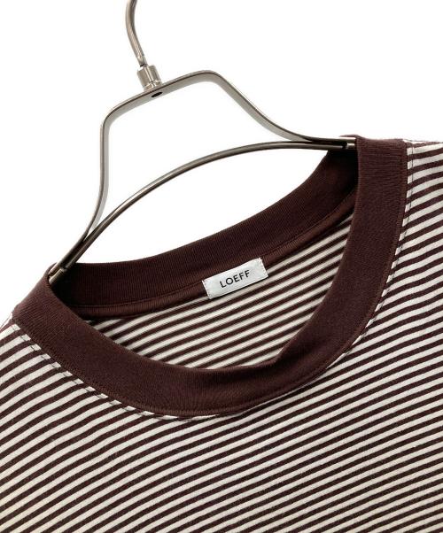 LOEFF（ロエフ）LOEFF (ロエフ) 半袖カットソー スビンコットン ショートスリーブ Tシャツ ブラウン×ホワイト サイズ:1の古着・服飾アイテム