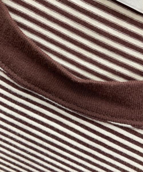 LOEFF（ロエフ）LOEFF (ロエフ) 半袖カットソー スビンコットン ショートスリーブ Tシャツ ブラウン×ホワイト サイズ:1の古着・服飾アイテム