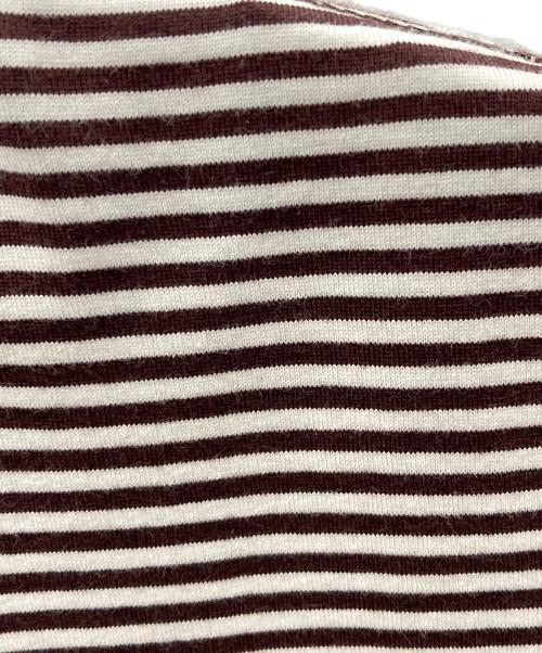 LOEFF（ロエフ）LOEFF (ロエフ) 半袖カットソー スビンコットン ショートスリーブ Tシャツ ブラウン×ホワイト サイズ:1の古着・服飾アイテム