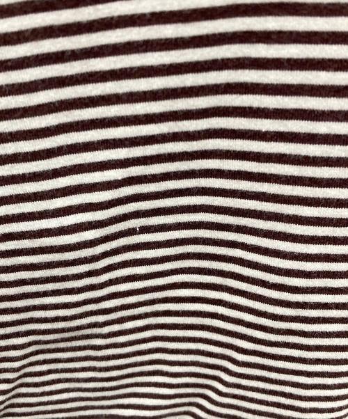 LOEFF（ロエフ）LOEFF (ロエフ) 半袖カットソー スビンコットン ショートスリーブ Tシャツ ブラウン×ホワイト サイズ:1の古着・服飾アイテム