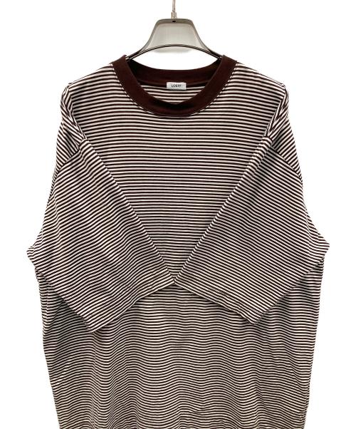 LOEFF（ロエフ）LOEFF (ロエフ) 半袖カットソー スビンコットン ショートスリーブ Tシャツ ブラウン×ホワイト サイズ:1の古着・服飾アイテム