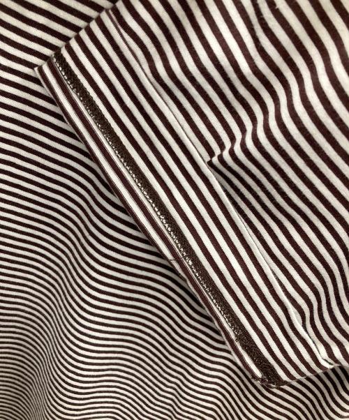 LOEFF（ロエフ）LOEFF (ロエフ) 半袖カットソー スビンコットン ショートスリーブ Tシャツ ブラウン×ホワイト サイズ:1の古着・服飾アイテム