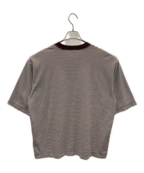 LOEFF（ロエフ）LOEFF (ロエフ) 半袖カットソー スビンコットン ショートスリーブ Tシャツ ブラウン×ホワイト サイズ:1の古着・服飾アイテム