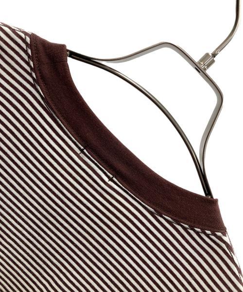 LOEFF（ロエフ）LOEFF (ロエフ) 半袖カットソー スビンコットン ショートスリーブ Tシャツ ブラウン×ホワイト サイズ:1の古着・服飾アイテム