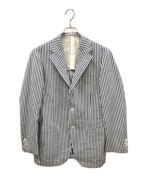 BEAMS F（ビームスエフ）BEAMS F (ビームスエフ) テーラードジャケット ホワイト×ネイビー サイズ:48の古着・服飾アイテム