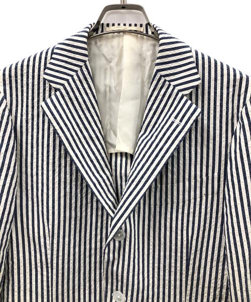 BEAMS F（ビームスエフ）BEAMS F (ビームスエフ) テーラードジャケット ホワイト×ネイビー サイズ:48の古着・服飾アイテム