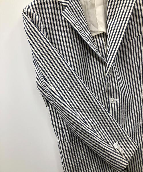 BEAMS F（ビームスエフ）BEAMS F (ビームスエフ) テーラードジャケット ホワイト×ネイビー サイズ:48の古着・服飾アイテム