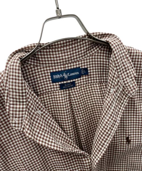 RALPH LAUREN（ラルフローレン）RALPH LAUREN (ラルフローレン) ボタンダウンシャツ ブラウン×ホワイト サイズ:Lの古着・服飾アイテム