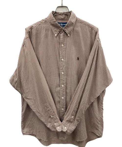 RALPH LAUREN（ラルフローレン）RALPH LAUREN (ラルフローレン) ボタンダウンシャツ ブラウン×ホワイト サイズ:Lの古着・服飾アイテム