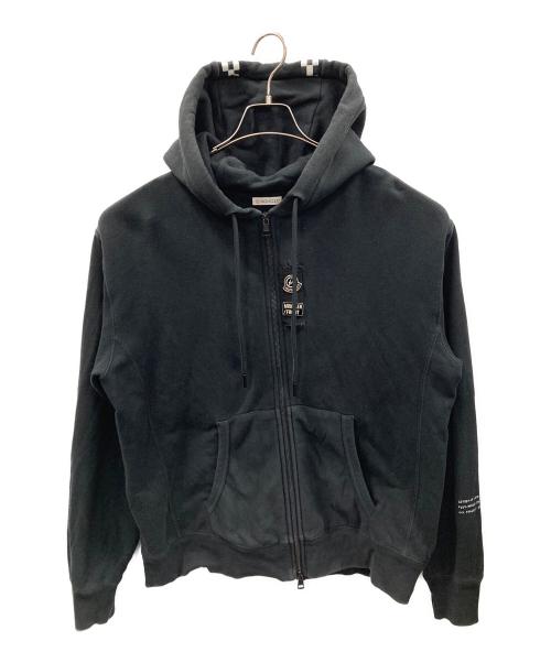 MONCLER（モンクレール）MONCLER (モンクレール) FRAGMENT DESIGN (フラグメントデザイン) ジップアップ パーカー MAGLIA（マリア） ブラック サイズ:Lの古着・服飾アイテム