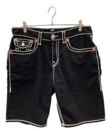TRUE RELIGION（トゥルー レリジョン）の古着「ショートパンツ BOBBY ROPE STITCH FLAP SHORT（ボビー ロープステッチ フラップ ショート）」｜ブラック