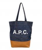 A.P.C.アーペーセー）の古着「トートバッグ AXEL（アクセル）」｜インディゴ×ブラウン