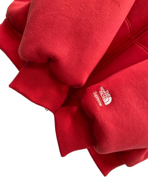 THE NORTH FACE（ザ ノース フェイス）THE NORTH FACE SUPREME (シュプリーム) ジップパーカー Down Filled Zip Up Hooded Sweatshirt（ダウン フィルド ジップ アップ フーデッド スウェットシャツ） レッド サイズ:Lの古着・服飾アイテム