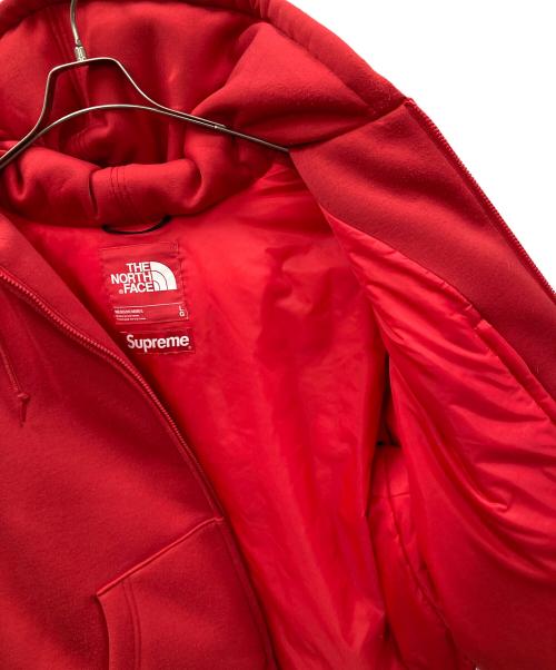 THE NORTH FACE（ザ ノース フェイス）THE NORTH FACE SUPREME (シュプリーム) ジップパーカー Down Filled Zip Up Hooded Sweatshirt（ダウン フィルド ジップ アップ フーデッド スウェットシャツ） レッド サイズ:Lの古着・服飾アイテム