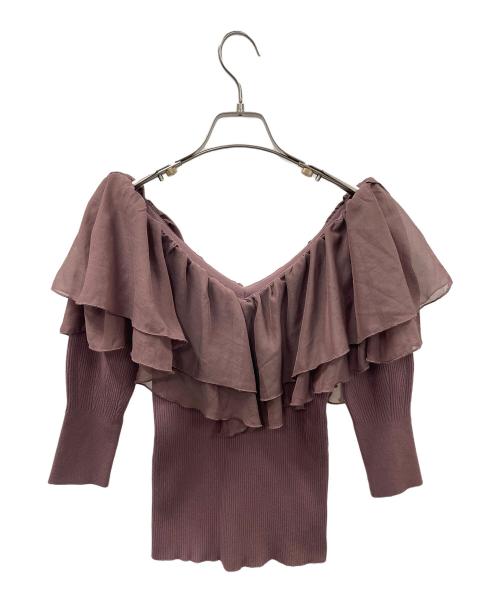 Snidel（スナイデル）Snidel (スナイデル) フリルドッキングニットプルオーバー ブラウン サイズ:F 未使用品の古着・服飾アイテム
