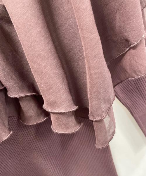 Snidel（スナイデル）Snidel (スナイデル) フリルドッキングニットプルオーバー ブラウン サイズ:F 未使用品の古着・服飾アイテム