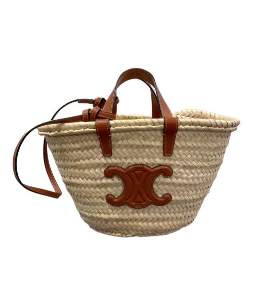 CELINE（セリーヌ）CELINE (セリーヌ) バッグ クラシックパニエ ラフィア＆カーフスキン アイボリー×ブラウン サイズ:実寸サイズにてご確認ください。の古着・服飾アイテム