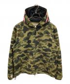 A BATHING APEアベイシングエイプ）の古着「ジップパーカー 1ST CAMO WINDSTOPPER SHARK HOODIE（ファースト カモ ウインドストッパー シャーク フーディ）」｜オリーブ